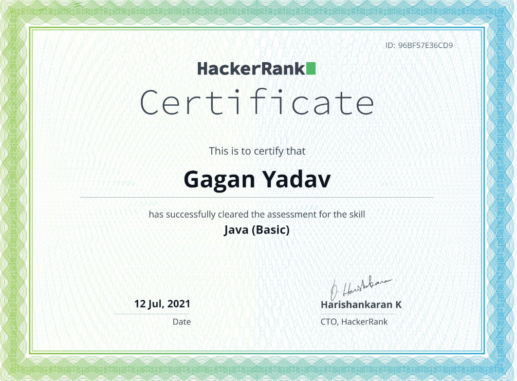 Java Certificate